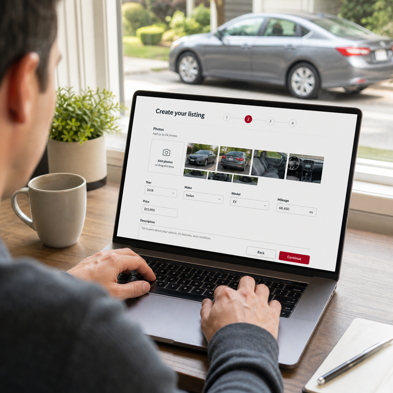 Seller creating an online vehicle listing